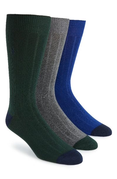 Shop Polo Ralph Lauren 3-pack Ribbed Socks In Royal