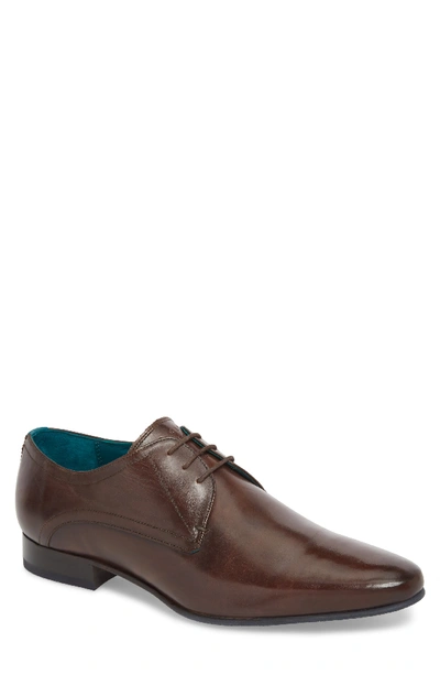 Shop Ted Baker Bhartli Plain Toe Derby In Dark Brown