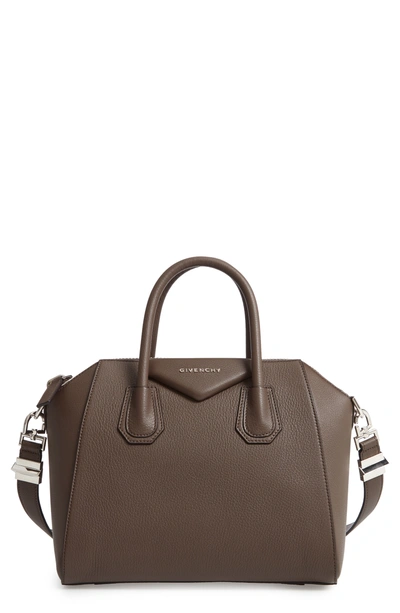 Shop Givenchy 'small Antigona' Leather Satchel - Grey In Heather Grey