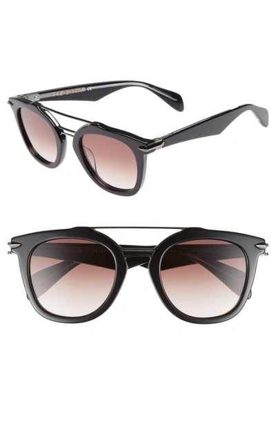 Shop Rag & Bone 50mm Round Aviator Sunglasses - Black