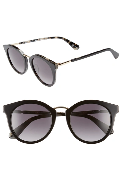 Shop Kate Spade Joylyn 50mm Round Sunglasses - Black Havana