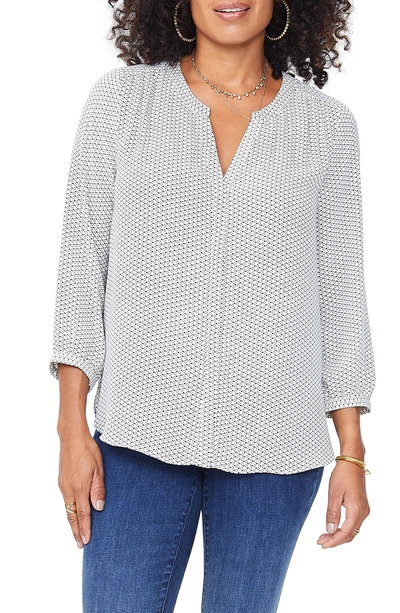 Shop Nydj Pleat Back Blouse In Heritage Lattice Vanilla