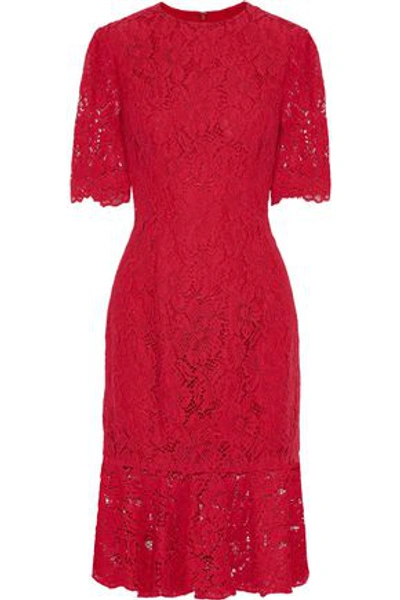 Shop Carolina Herrera Woman Corded Lace Dress Red