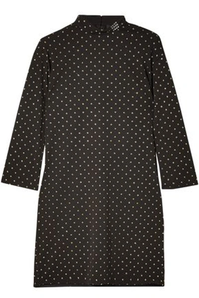 Shop Marc Jacobs Woman Crystal-embellished Fil Coupé Crepe Mini Dress Black