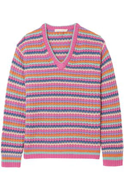 Shop Marc Jacobs Woman Striped Cashmere Sweater Pink