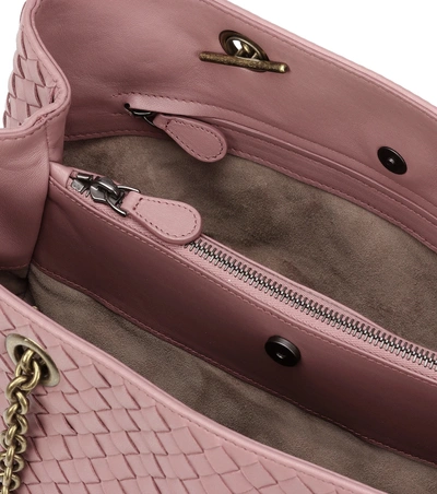 Shop Bottega Veneta Intrecciato Leather Shoulder Bag In Pink