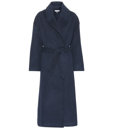 Shop Ganni Smooth Wool-blend Coat In Blue