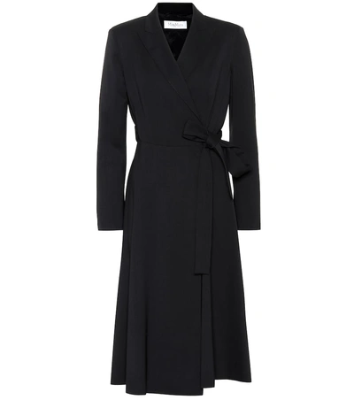 Shop Max Mara Fantino Wool Wrap Dress In Black