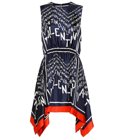 Shop Valentino Printed Silk Dress In Multicoloured