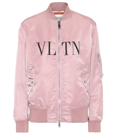 Shop Valentino Vltn Satin Bomber In Pink