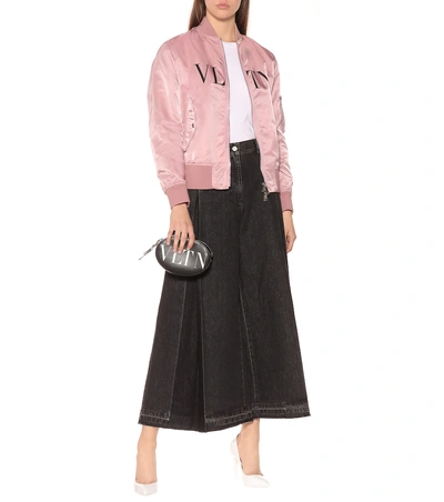 Shop Valentino Vltn Satin Bomber In Pink