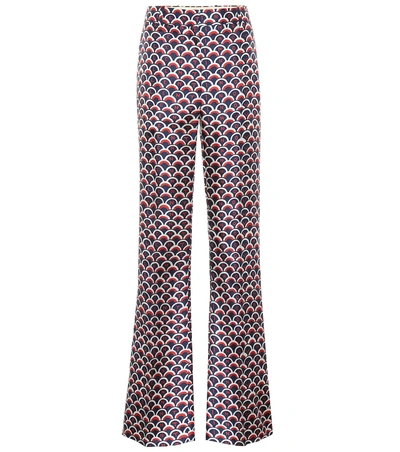 Shop Valentino Printed High-rise Flared Silk Pants In Multicoloured