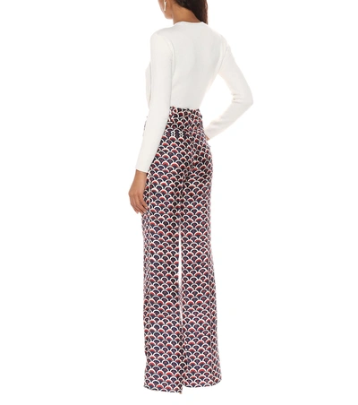 Shop Valentino Printed High-rise Flared Silk Pants In Multicoloured