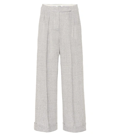 Shop Max Mara Dax Mid-rise Wide-leg Wool Pants In Grey