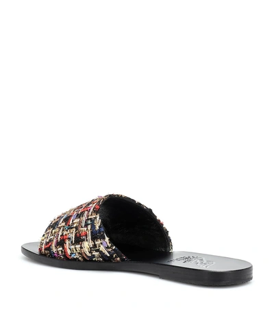 Shop Ancient Greek Sandals Taygete Tweed Slides In Multicoloured