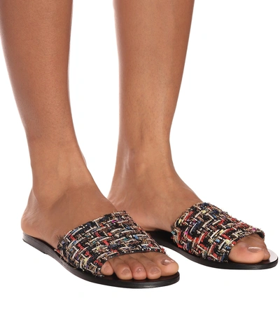 Shop Ancient Greek Sandals Taygete Tweed Slides In Multicoloured