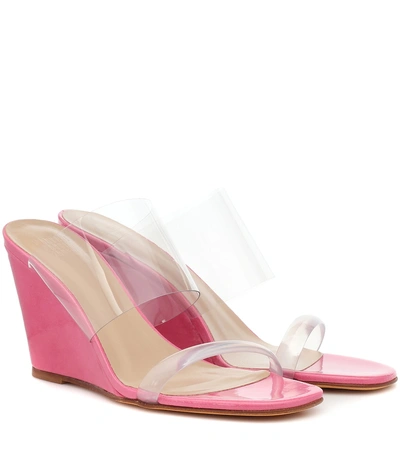 Shop Maryam Nassir Zadeh Olympia Patent Leather Wedge Sandals In Pink