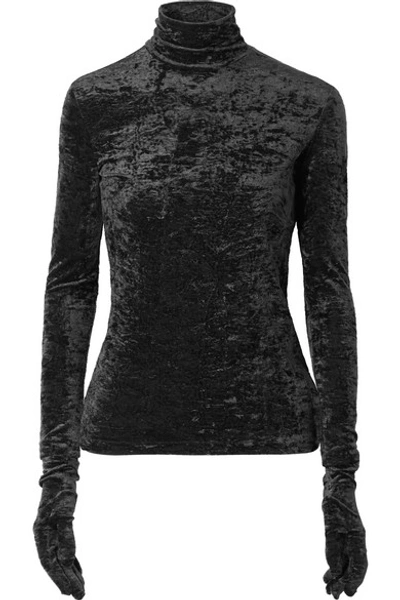 Balenciaga Convertible Stretch-velvet Turtleneck Top In Black | ModeSens
