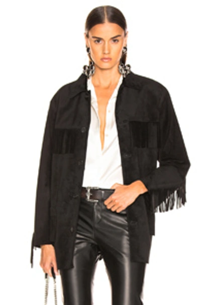 Shop Nili Lotan Leather Fringe Jacket In Black
