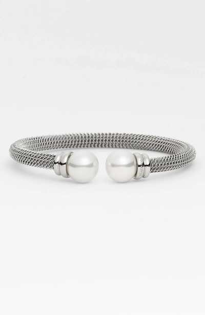 Shop Majorica 12mm Pearl Bangle In Silver/ White Pearl