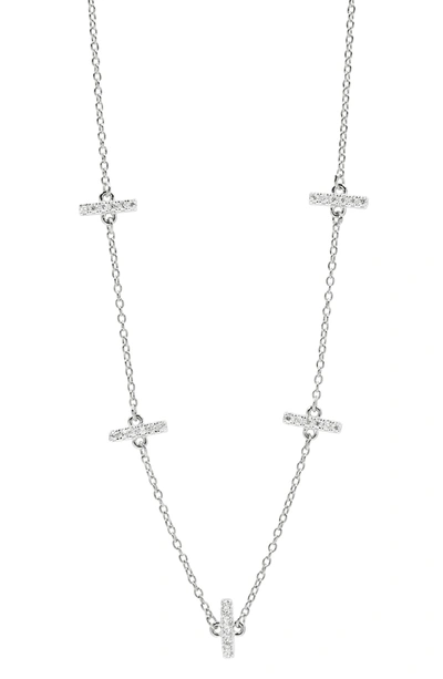 Shop Freida Rothman Radiance Crystal Station Necklace In Silver