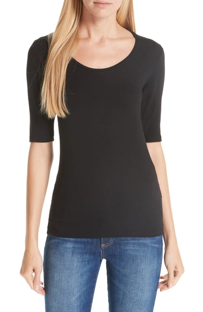 Shop Majestic Soft Touch Elbow Sleeve Tee In Noir