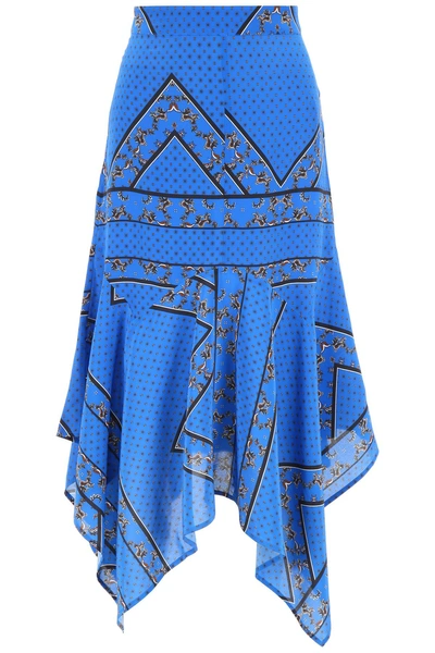 Shop Ganni Bandana Print Skirt In Lapis Blue|blu