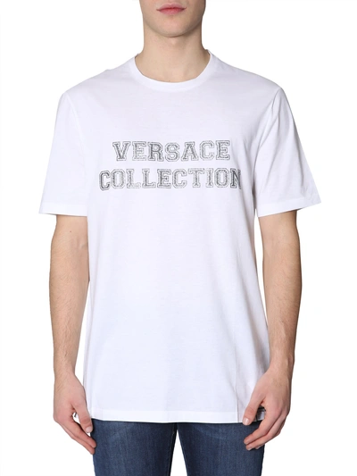 Shop Versace Crew Neck T-shirt In Bianco