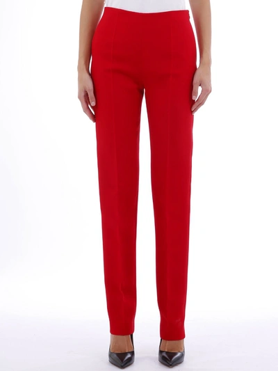 Shop Valentino Red Cady Silk Wool Pants