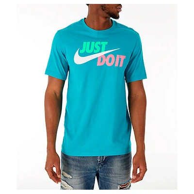 Shop Nike Men's Sportswear Just Do It Swoosh T-shirt In Blue Size Medium 100% Cotton By