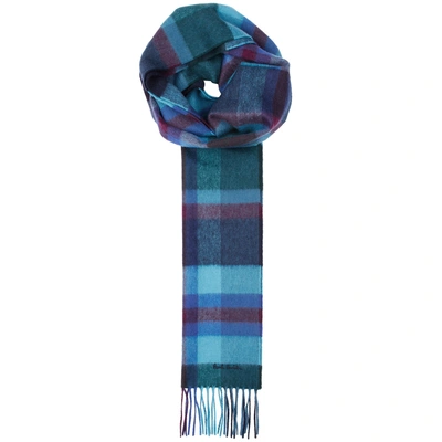 Shop Paul Smith Checked Cashmere Scarf In Multicoloured