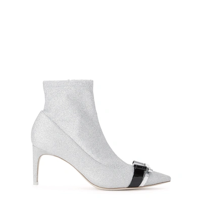 Shop Sophia Webster Andie Silver Glittered Ankle Boots