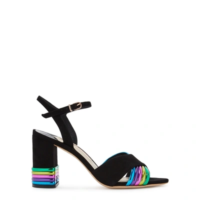 Shop Sophia Webster Joy 85 Rainbow Suede Sandals In Black