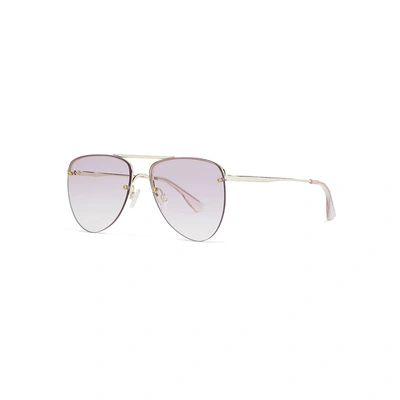 Shop Le Specs The Prince Aviator-style Sunglasses In Gold