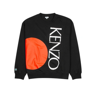 Shop Kenzo Black Logo-print Cotton Sweatshirt