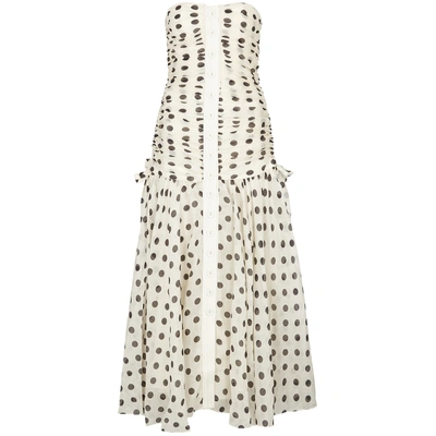 Shop Zimmermann Corsage Polka-dot Linen-blend Dress