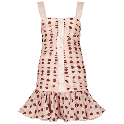 Shop Zimmermann Corsage Polka-dot Linen-blend Mini Dress