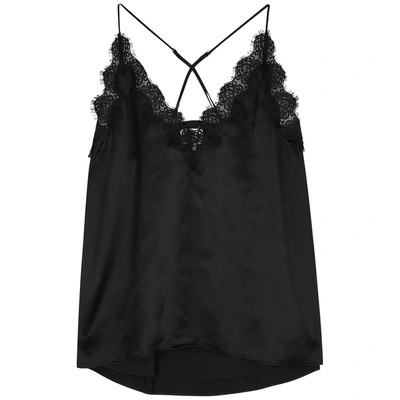 Shop Cami Nyc Everly Black Lace-trimmed Silk Top