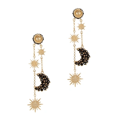 Shop Soru Jewellery Luna 24kt Gold Vermeil Drop Earrings In Black