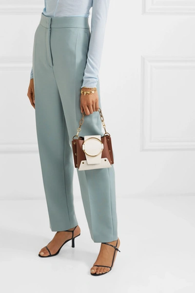Shop Yuzefi Delila Mini Color-block Textured-leather Shoulder Bag In Brown