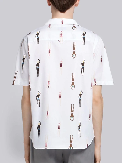 Shop Thom Browne Swimmer Print Short Sleeve Shirt In White