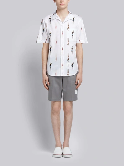 Shop Thom Browne Swimmer Print Short Sleeve Shirt In White