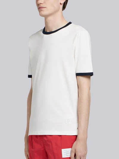 Shop Thom Browne Medium-weight Jersey Ringer Tee In White