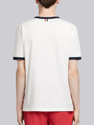 Shop Thom Browne Medium-weight Jersey Ringer Tee In White