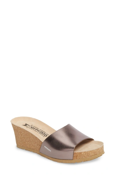 Shop Mephisto Lise Platform Wedge Sandal In Bronze Leather