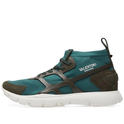 Shop Valentino Sound Knit Runner In Green