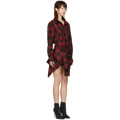Shop Alexander Wang Red And Black Check Tie Front Jumpsuit