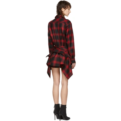 Shop Alexander Wang Red And Black Check Tie Front Jumpsuit