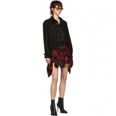 Shop Alexander Wang Red & Black Check Tie Front Shorts