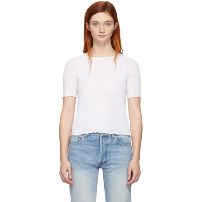 Shop Alexander Wang T Alexanderwang.t White Wool Wash And Go T-shirt In 106 Ivory